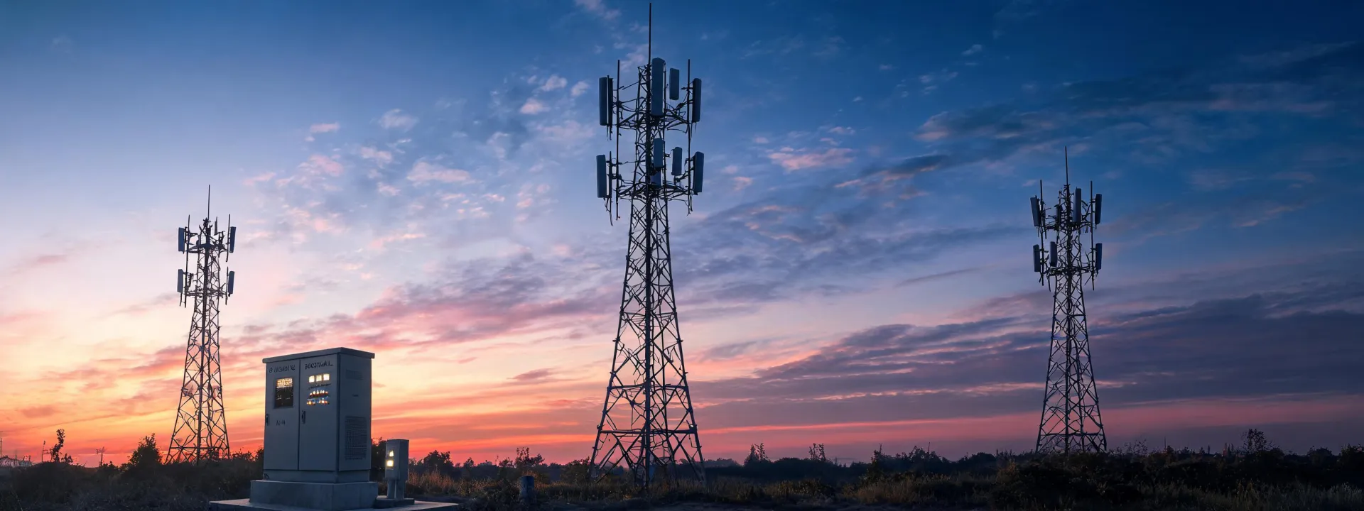 5G tower network at dusk