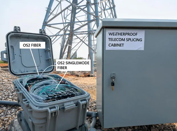Fiber splice closure at tower site
